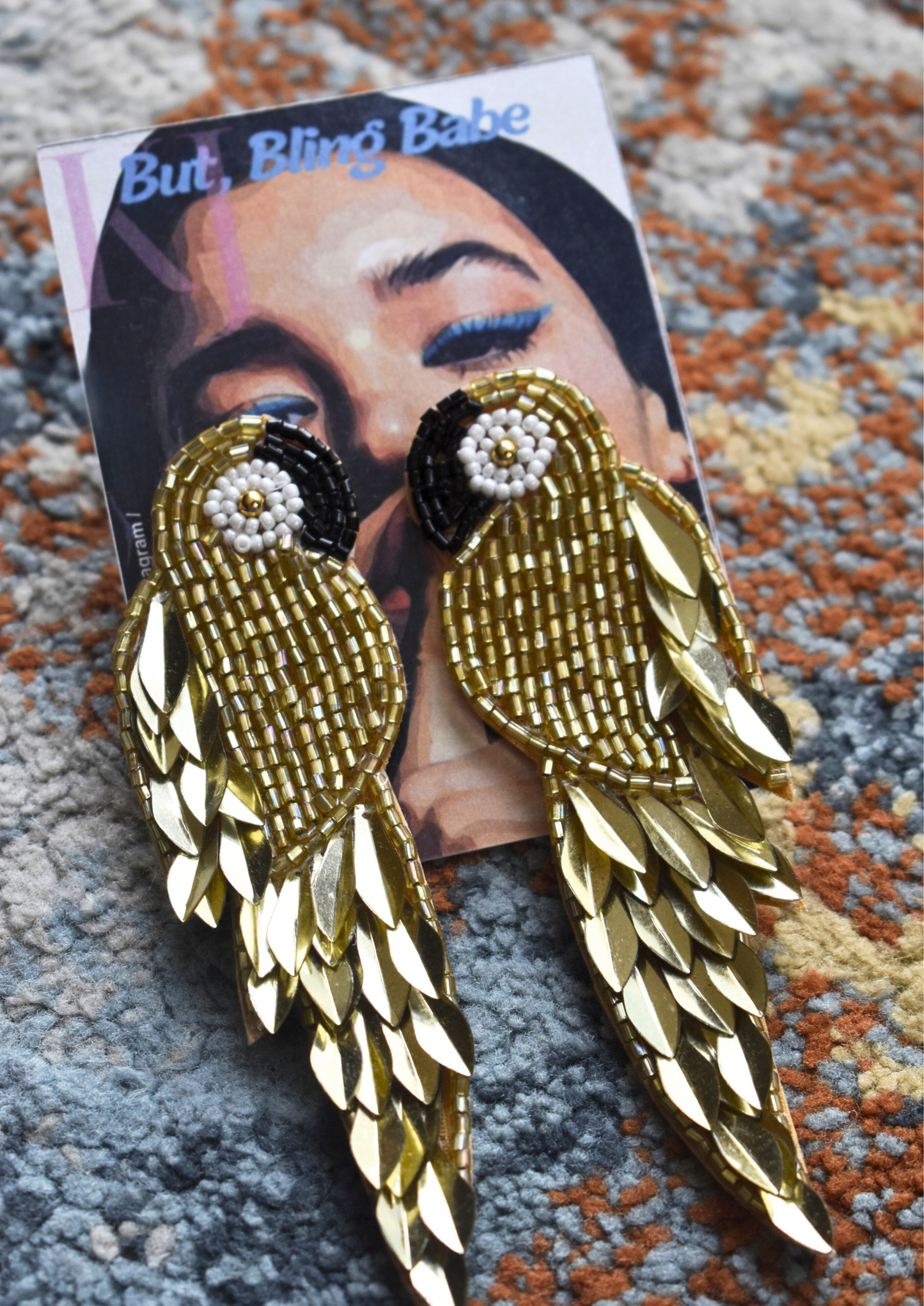 Golden Tweet - Handmade Beaded Earrings