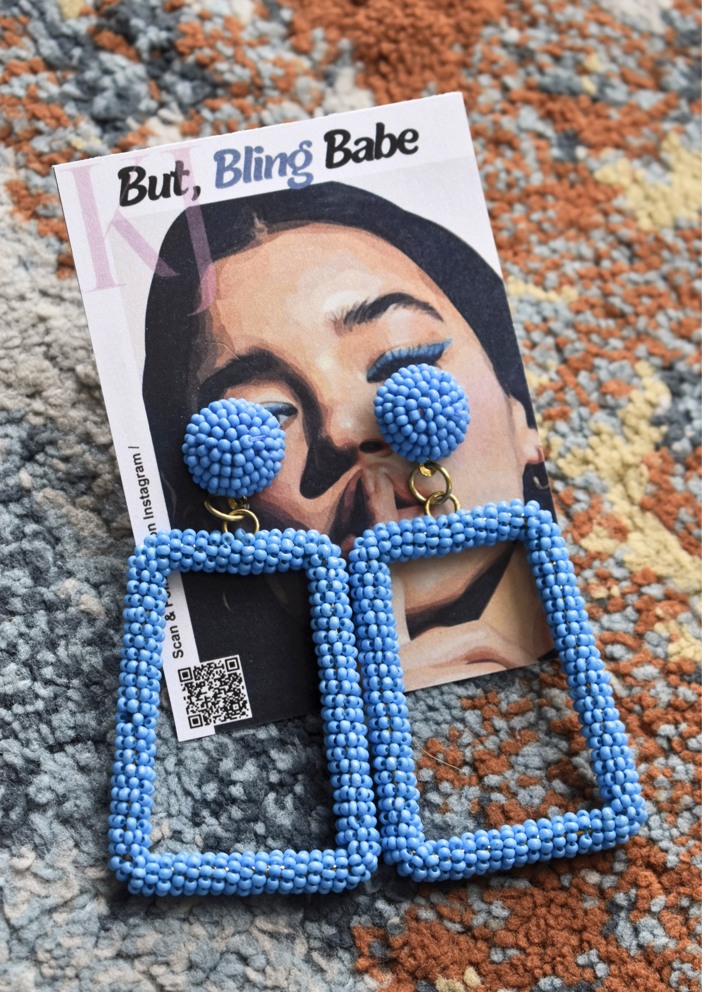 Framed to Slay (Blue) - Handmade Beaded Earrings