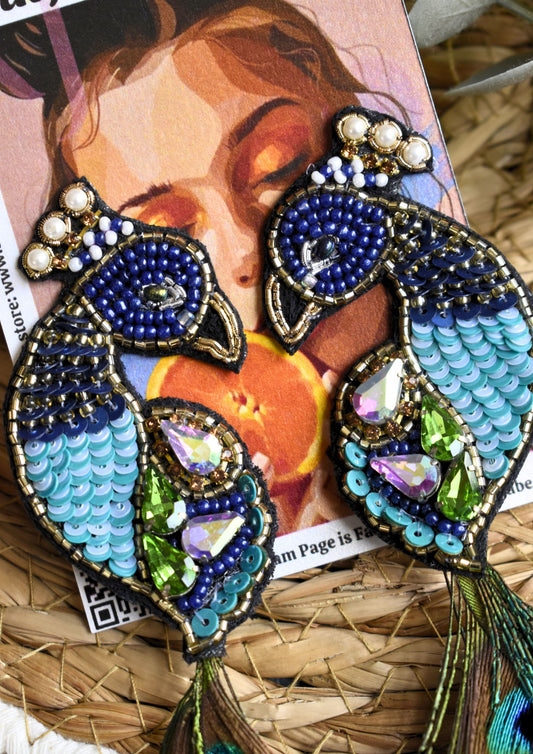 Peacock’d & Loaded - Handmade Beaded Earring