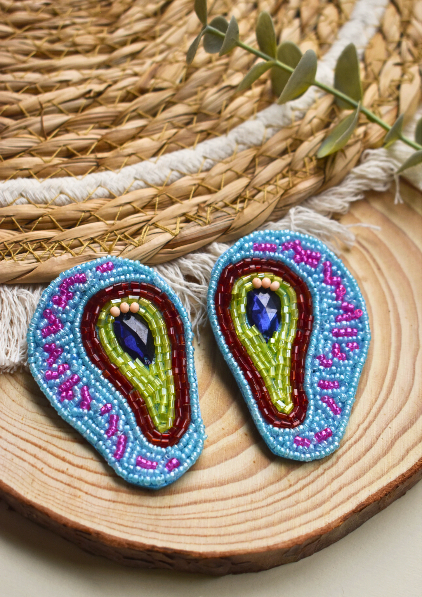 Sliced to Perfection – Avocado - Handmade Beaded Earrings