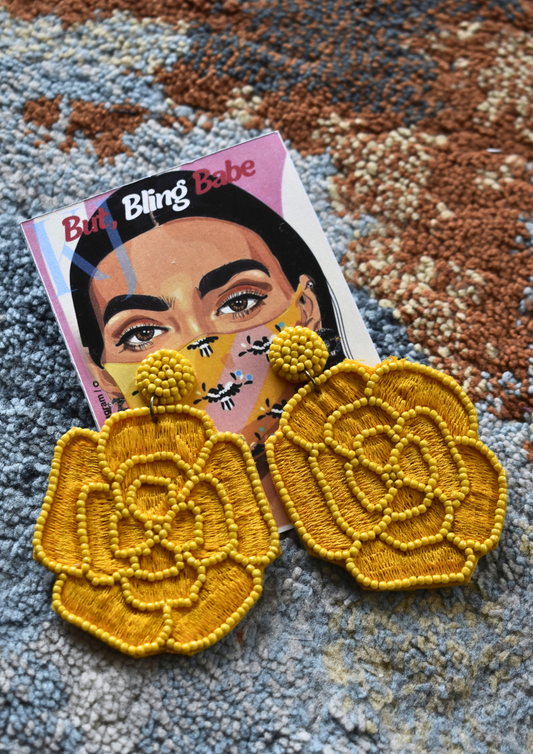 Rose Me Up (Yellow) - Handmade Beaded Earrings