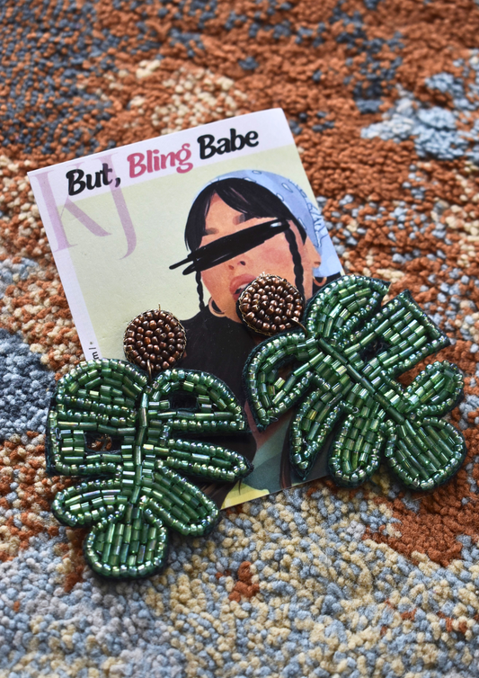 Monstera Muse - Handmade Beaded Earrings
