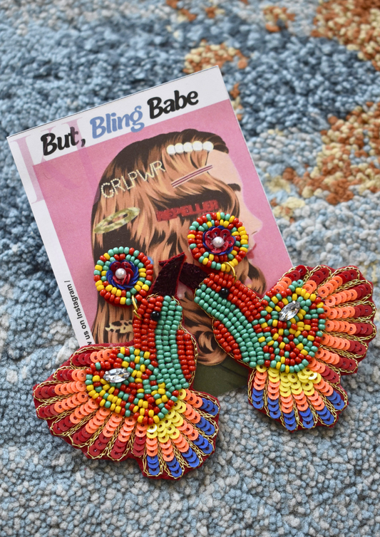 Parrot-dise Found - Handmade Beaded Earrings