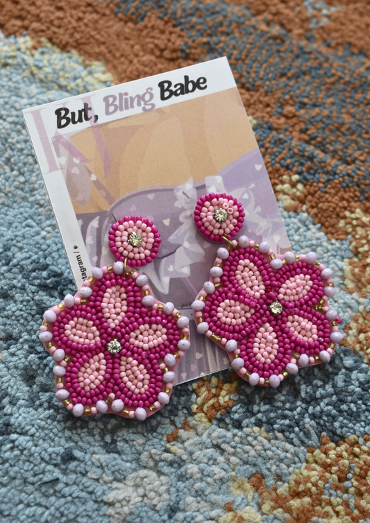 Pink Me Babe - Handmade Beaded Earrings