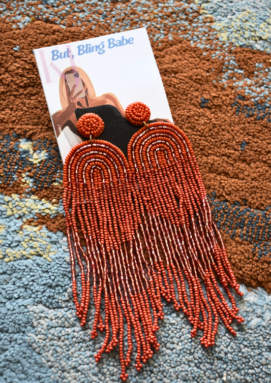 Hot Lava Drops - Handmade Beaded Earrings