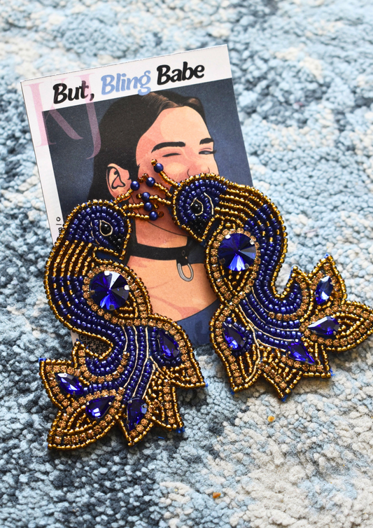 Peacock Parade - Handmade Beaded Earrings