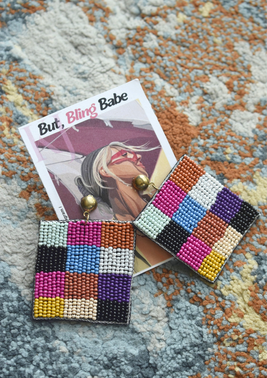 Checkmate, Babe! - Handmade Beaded Earrings