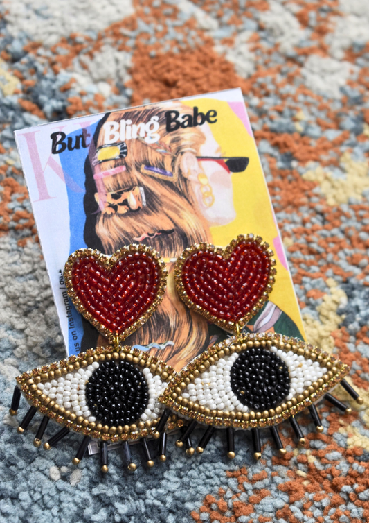 Evil Eye Candy Love - Handmade Beaded Earrings