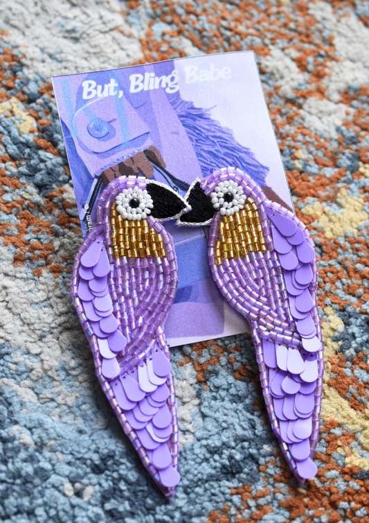 Lavender Lovebirds - Handmade Beaded Earrings