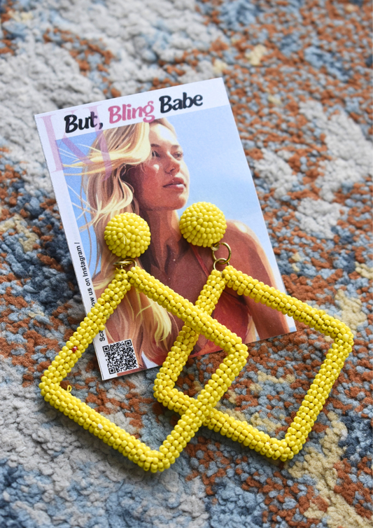 Framed to Slay (Yellow) - Handmade Beaded Earrings