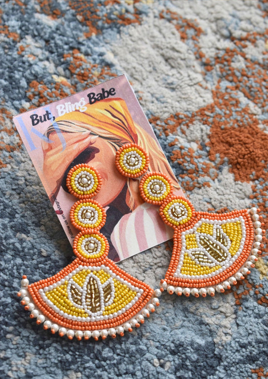 Saffron Swing - Handmade Beaded Earring