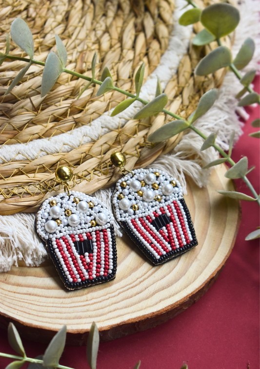 Popcorn Please! - Handmade Beaded Earrings