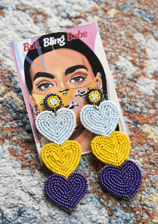 Triple Heartbeat - Handmade Beaded Earrings