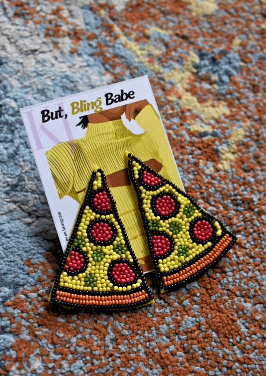 Pizza My Heart  - Handmade Beaded Earrings