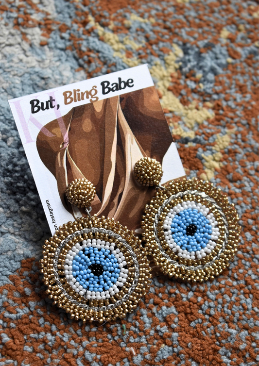 The Golden Evil Eye - Handmade Beaded Earrings