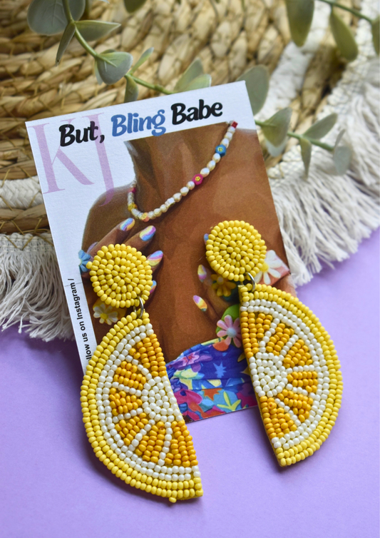 Lemon Love Drip - Handmade Beaded Earrings