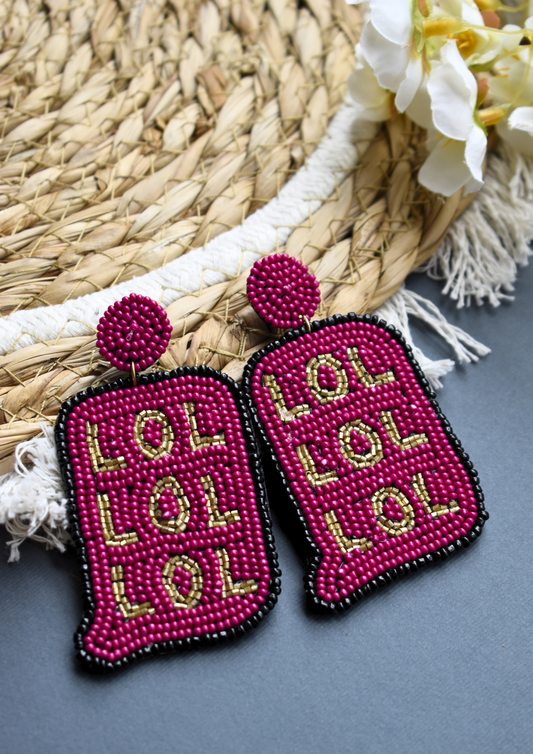 LOL Moments (Pink) - Handmade Beaded Earrings