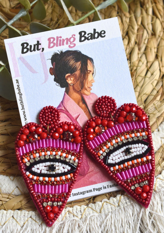 The Eyeconic Heart - Handmade Beaded Earring