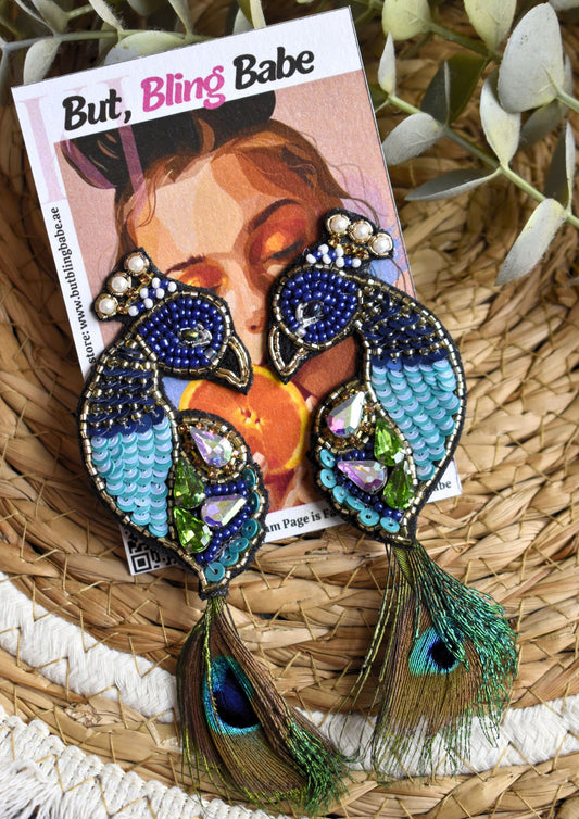 Peacock’d & Loaded - Handmade Beaded Earring