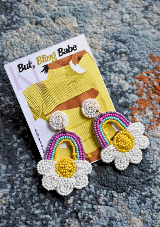 “Rainbow Bloom” - Handmade Beaded Earrings