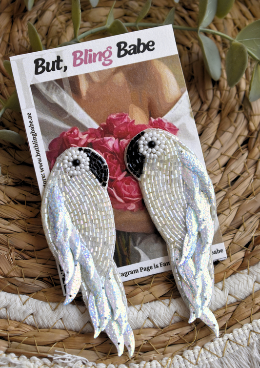 Pearlfectly Winged - Handmade Beaded Earring