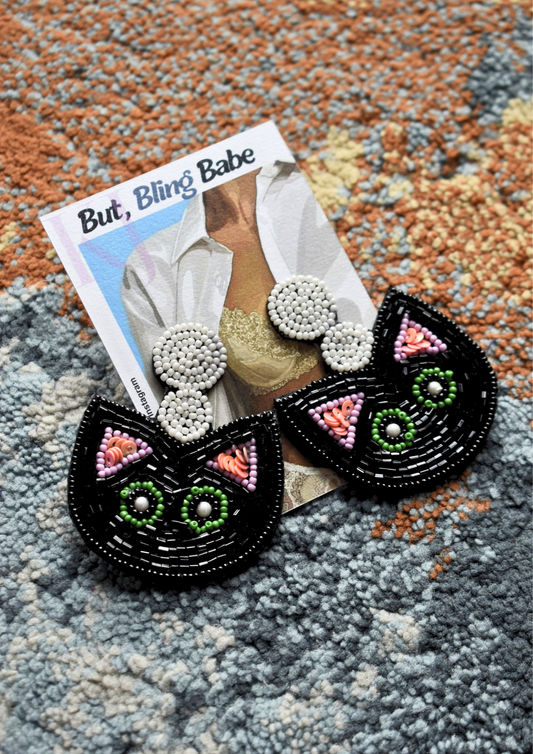 Meowgical Babe - Handmade Beaded Earrings