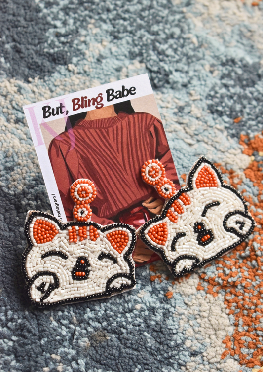 Purrfectly Glammed - Handmade Beaded Earrings