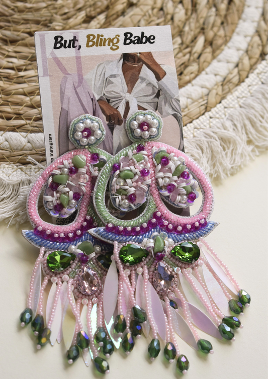 Pastel Jungle Fever - Handmade Beaded Earrings