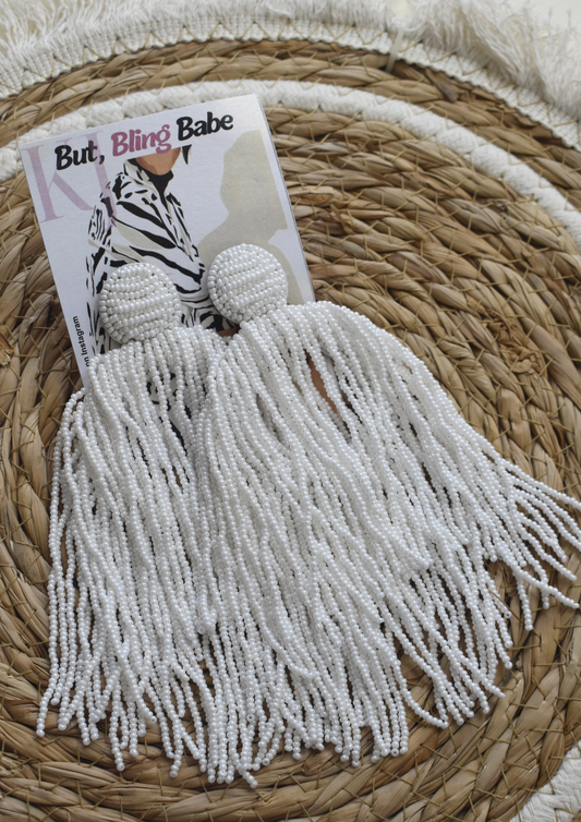 Bling Fringe Fantasy - Handmade Beaded Earrings