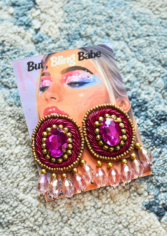 Berry Pink Princess - Handmade Beaded Earrings