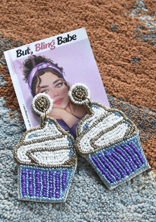 Frosted & Fabulous Cupcake - Handmade Beaded Earrings