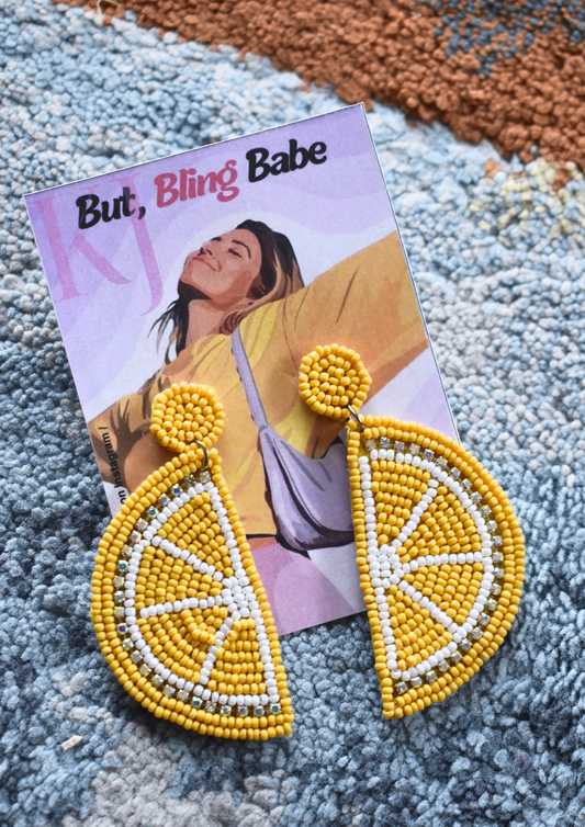 Slice of Sunshine - Handmade Beaded Earrings