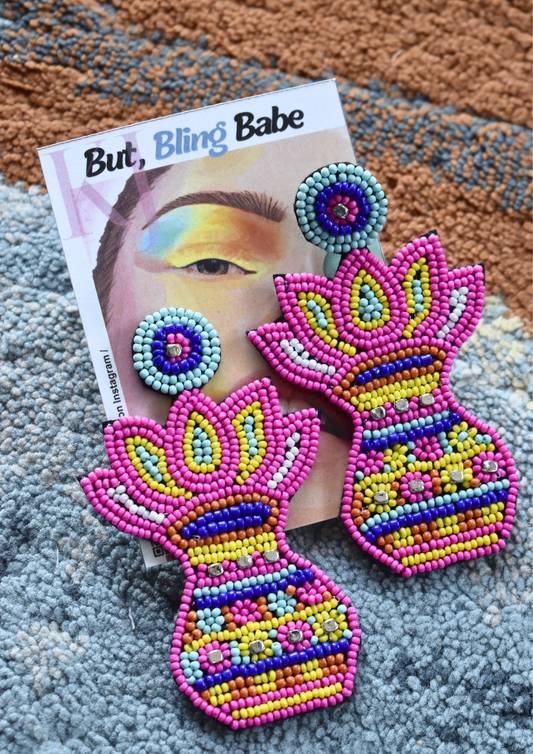 Sanskaari but Sassy (Pink) - Handmade Beaded Earrings