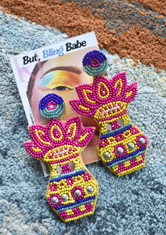 Sanskaari but Sassy (Yellow) - Handmade Beaded Earrings