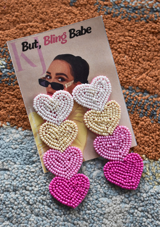Love Ladder (Pink) - Handmade Beaded Earrings