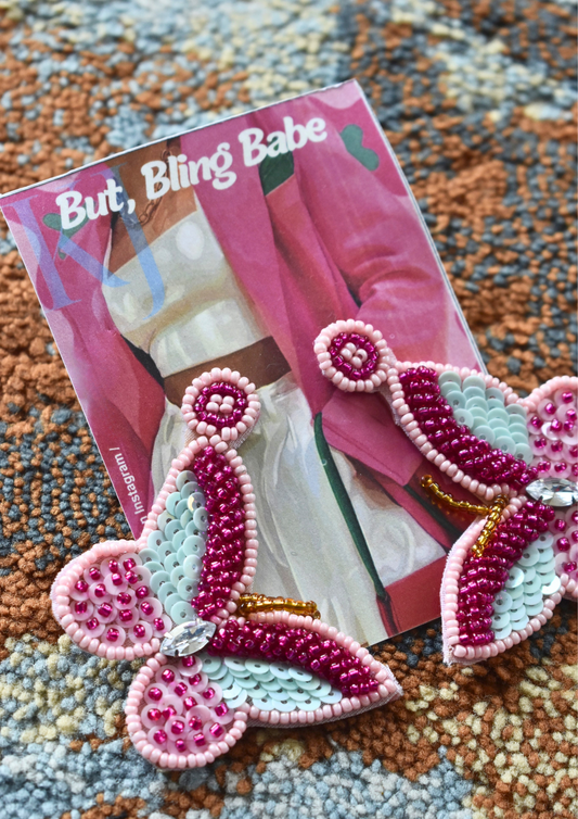 Pink Wings of Joy - Handmade Beaded Earrings