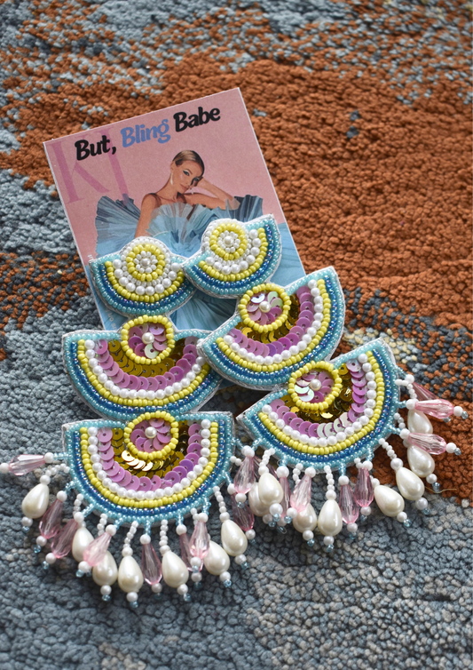 Coastal Carnival Fringe (Yellow) - Handmade Beaded Earrings