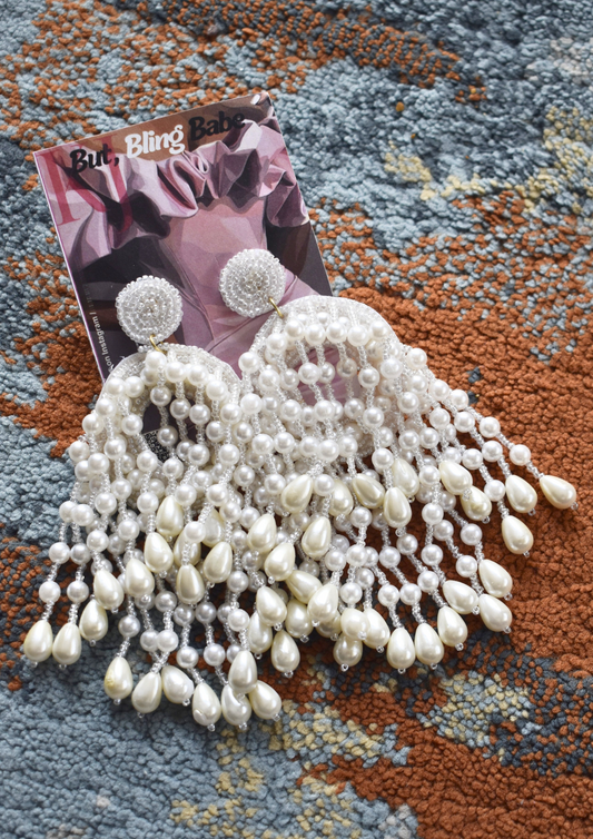 Pearl Drama - Handmade Beaded Earrings