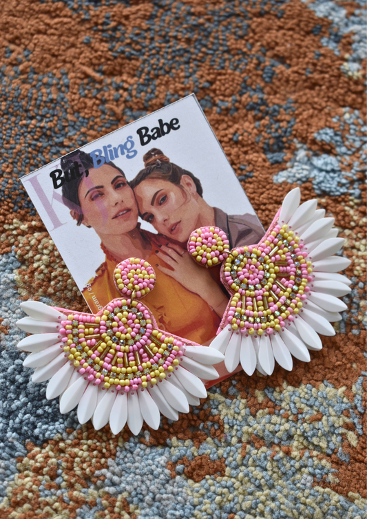 Peachy Wings - Handmade Beaded Earrings
