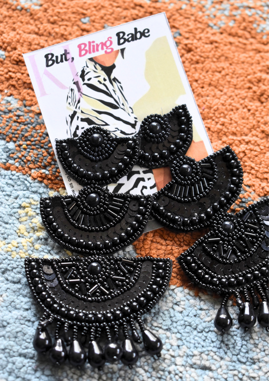 Fairy Dewdrop Dream (Black) - Handmade Beaded Earrings